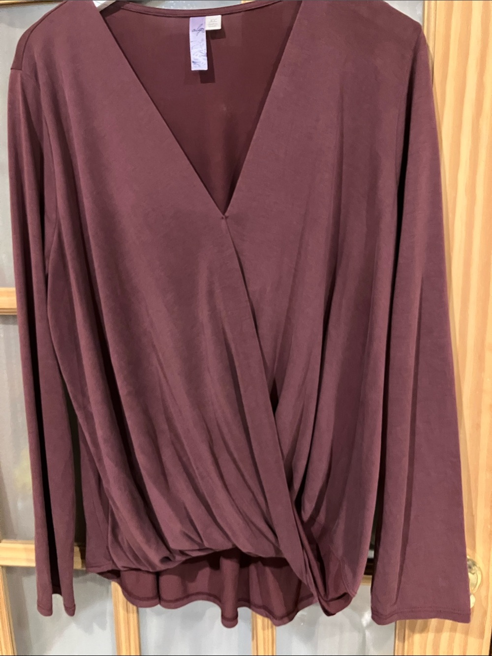 Alya Deep V Wrap Top - Burgundy